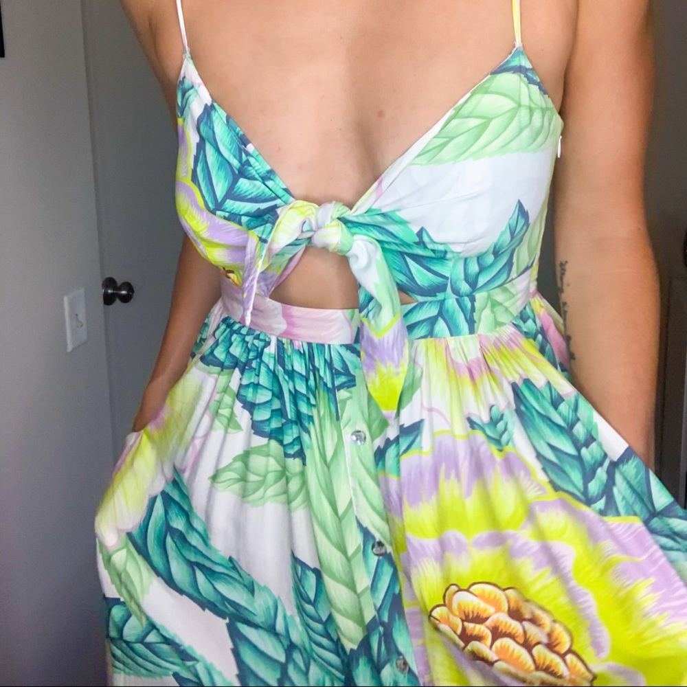 Mara Hoffman Flora Stone Tie Front Maxi Dress